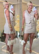 conjunto short/saia alfaiataria c/colete 3119