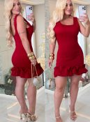 vestido neopremium c/ babado 3417