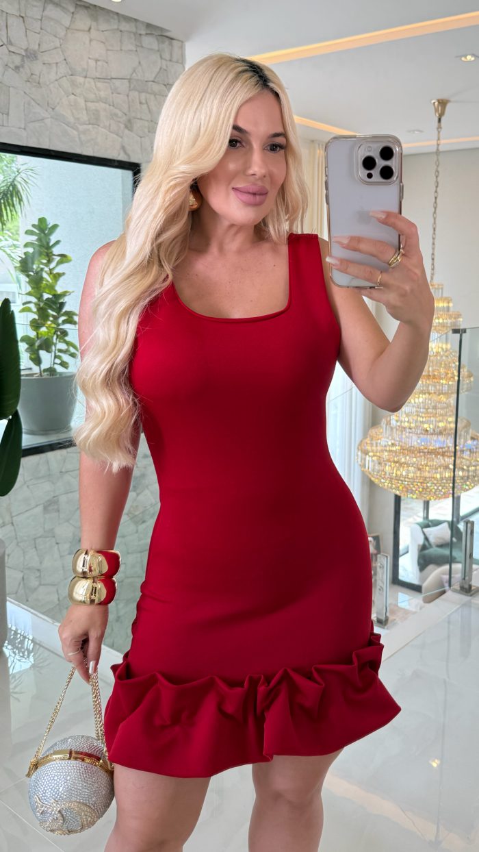 vestido neopremium c/ babado 3417 vestido neopremium c/ babado 3417