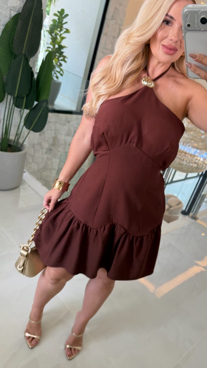 vestido detalhe orgânico marrant c/ bojo 3546 vestido detalhe orgânico marrant c/ bojo 3546