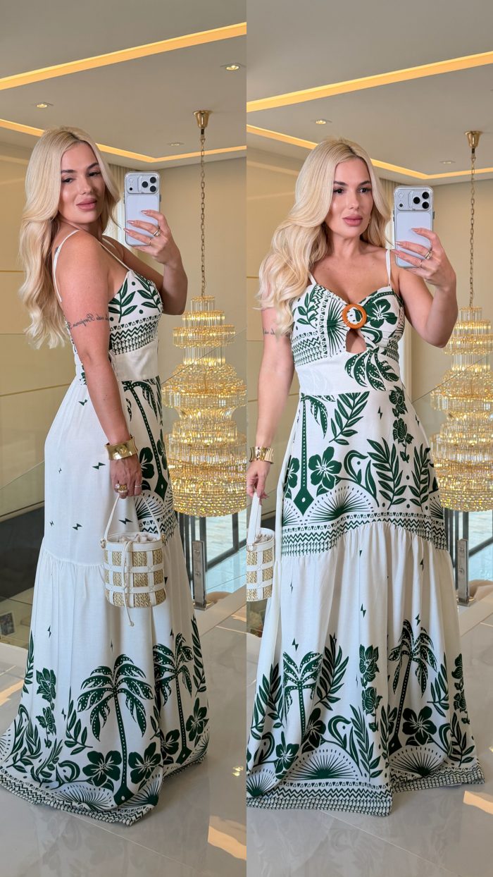 vestido longo estampado detalhe de madeira c/ bojo 3547 vestido longo estampado detalhe de madeira c/ bojo 3547