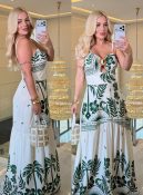vestido longo estampado detalhe de madeira c/ bojo 3547