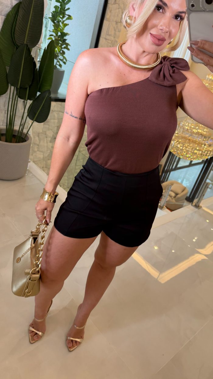 blusa karen laço no ombro canelado c/ bojo 3532 blusa karen laço no ombro canelado c/ bojo 3532