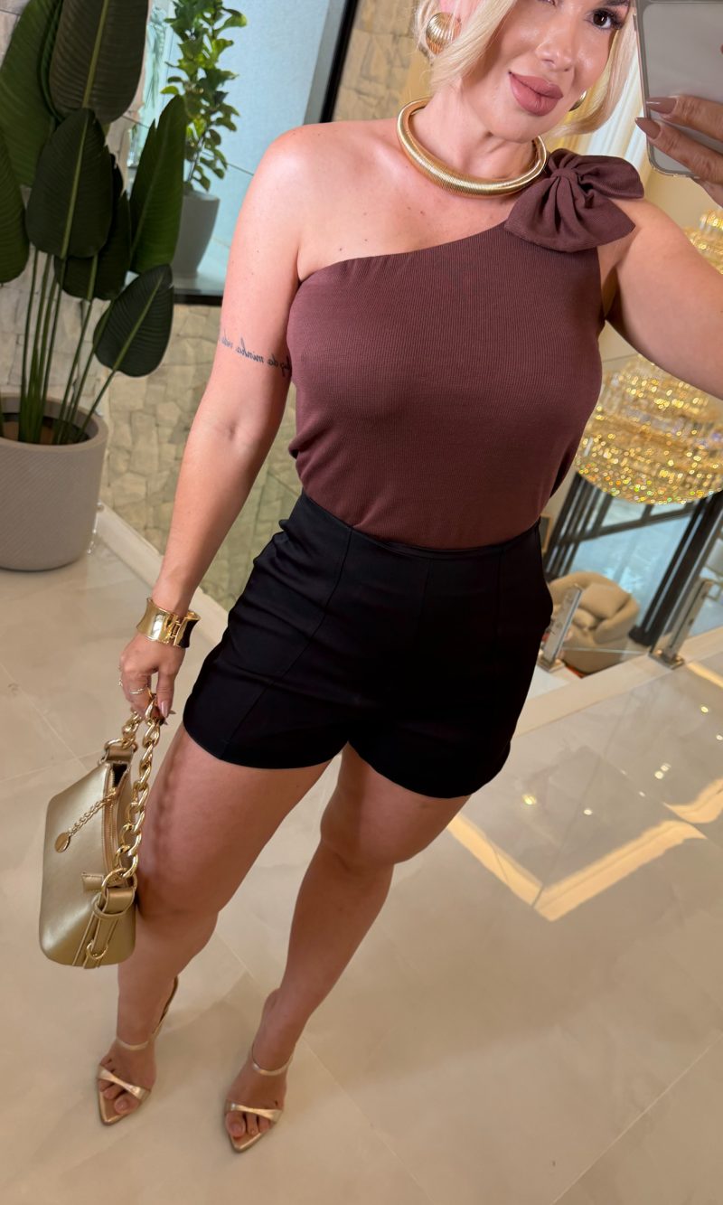 blusa karen laço no ombro canelado c/ bojo 3532