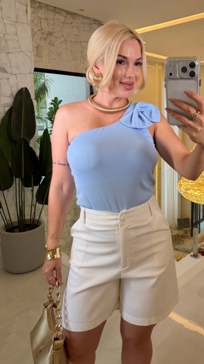 blusa karen laço no ombro canelado c/ bojo 3532 blusa karen laço no ombro canelado c/ bojo 3532