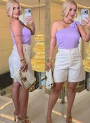 blusa karen laço no ombro canelado c/ bojo 3532