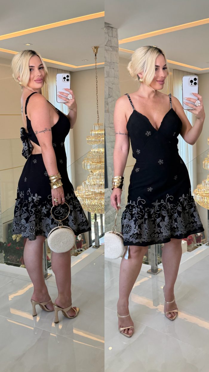 vestido celina babado botão curto