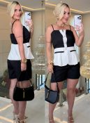 vestido celina babado botão curto