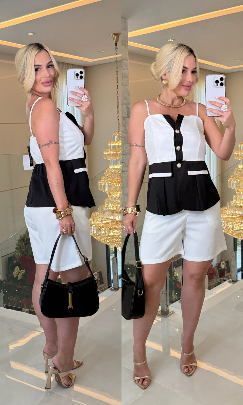 vestido celina babado botão curto