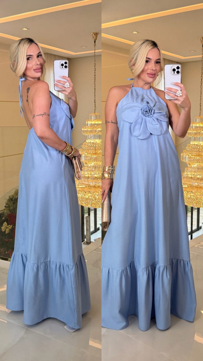 vestido celina babado botão curto