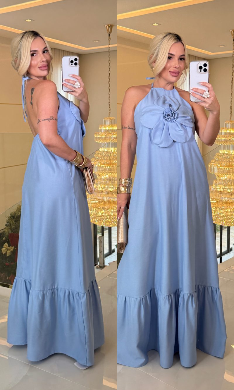 vestido celina babado botão curto