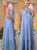 vestido celina babado botão curto