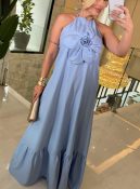 vestido celina babado botão curto