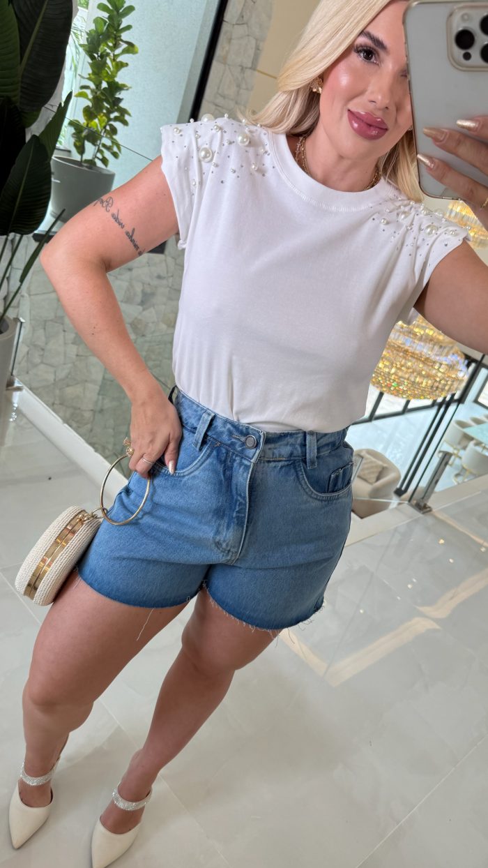 blusa deo c/ perolas e ombreira 3516 blusa deo c/ perolas e ombreira 3516