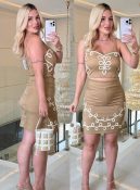 conjunto fabiola alfaiataria c/ saia bordada 3519