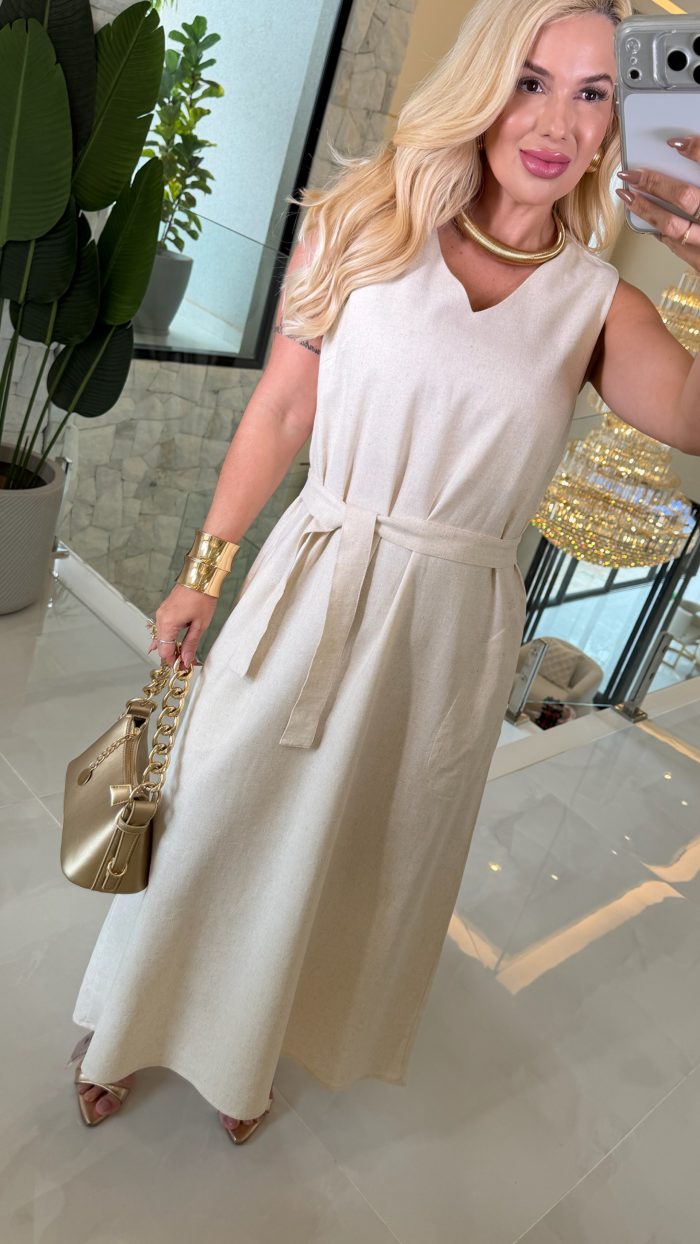 vestido linho c/cinto 3567 vestido linho c/cinto 3567