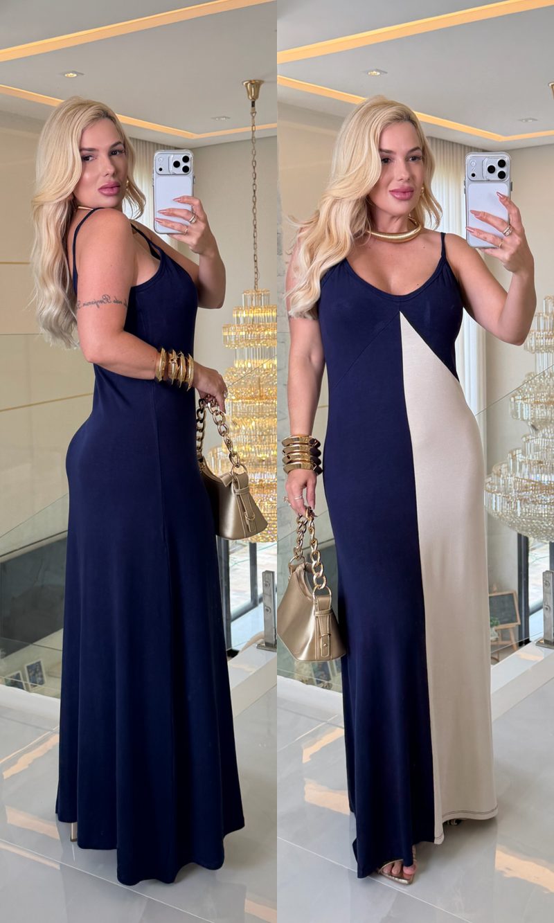 vestido malha 2 cores 1507