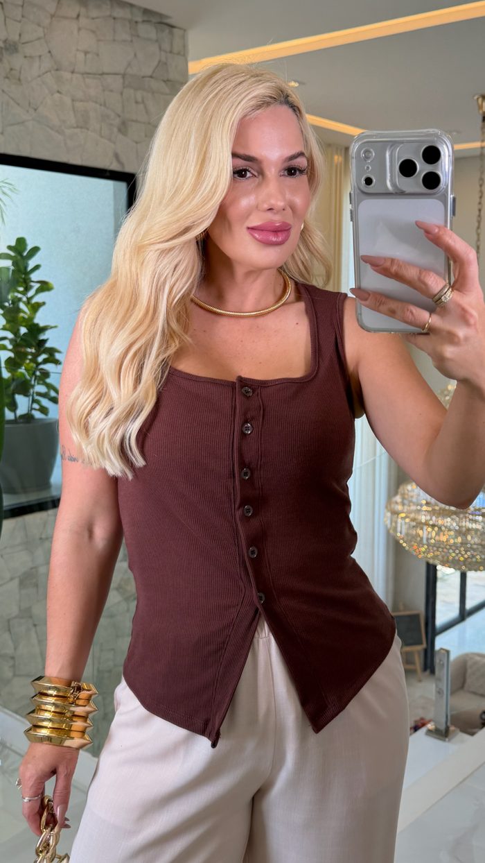 blusa canelada c/botãozinho 3560 blusa canelada c/botãozinho 3560