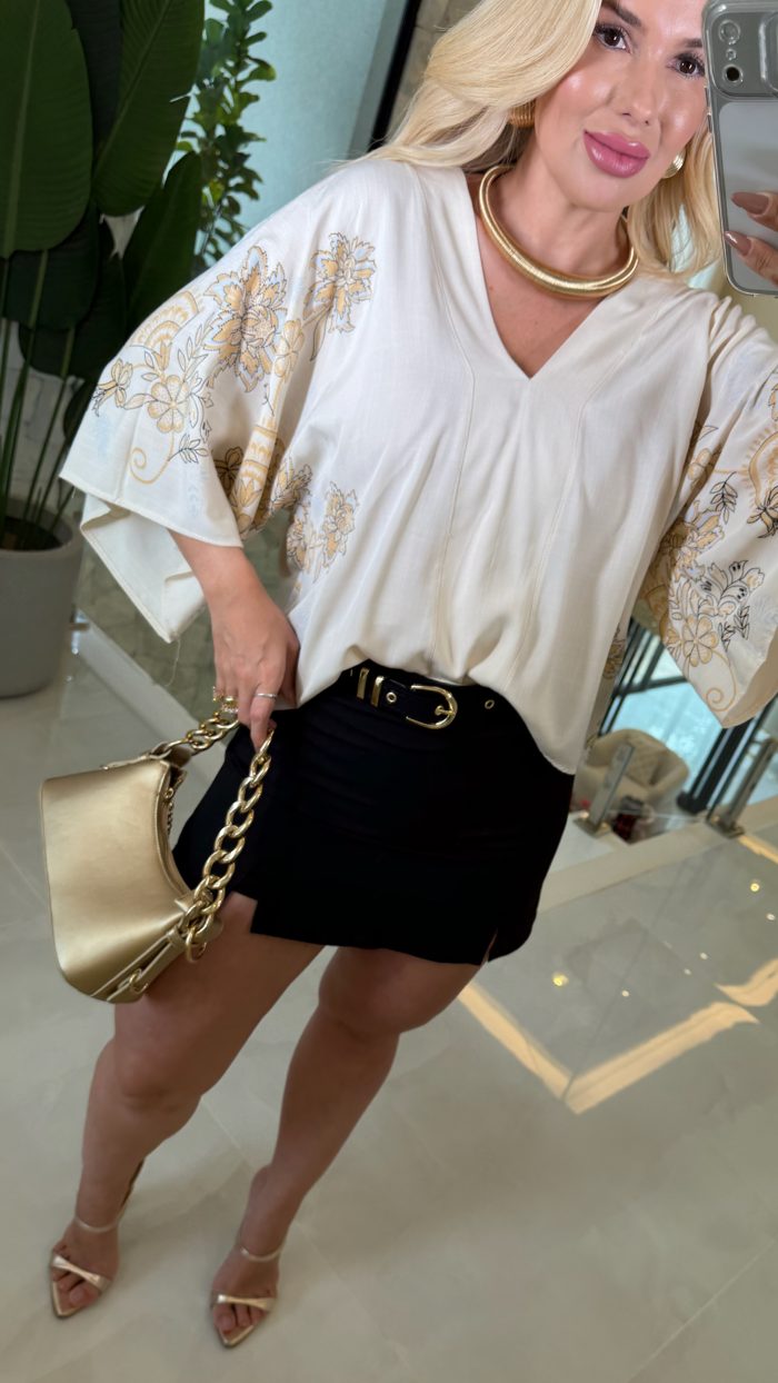 blusa estampada c/manga curta 3563 blusa estampada c/manga curta 3563