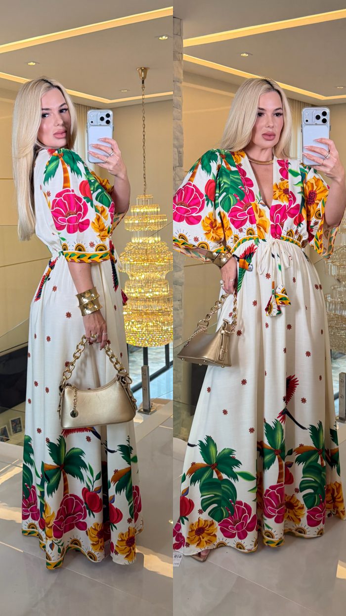 vestido longo manga morcego cibele 3571