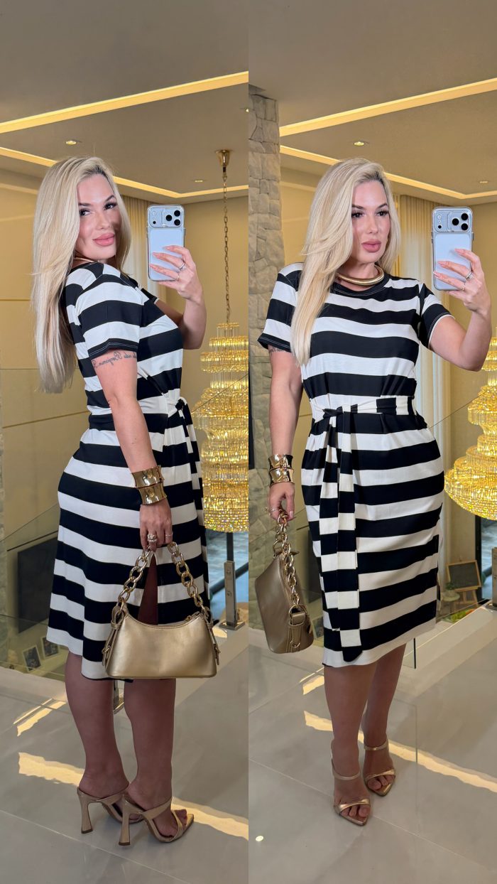 vestido malha listrado 3556 vestido malha listrado 3556