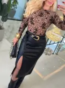 saia midi de couro lexa 3702