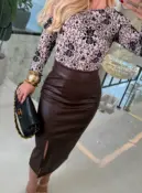 saia midi de couro lexa 3702