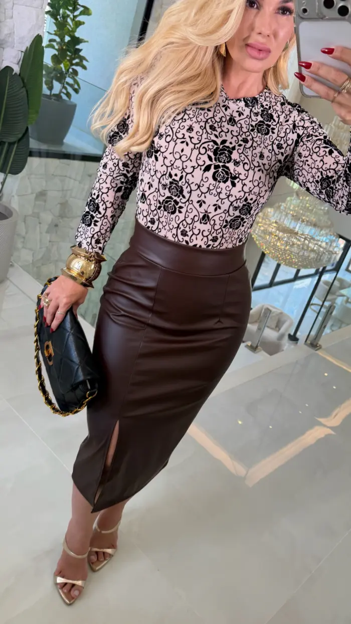 saia midi de couro lexa 3702 saia midi de couro lexa 3702