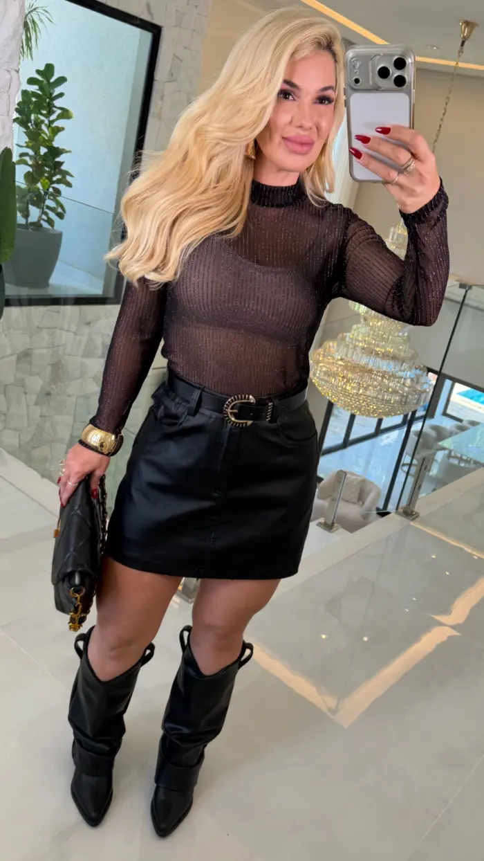 blusa de tule c/ brilho 3697 blusa de tule c/ brilho 3697