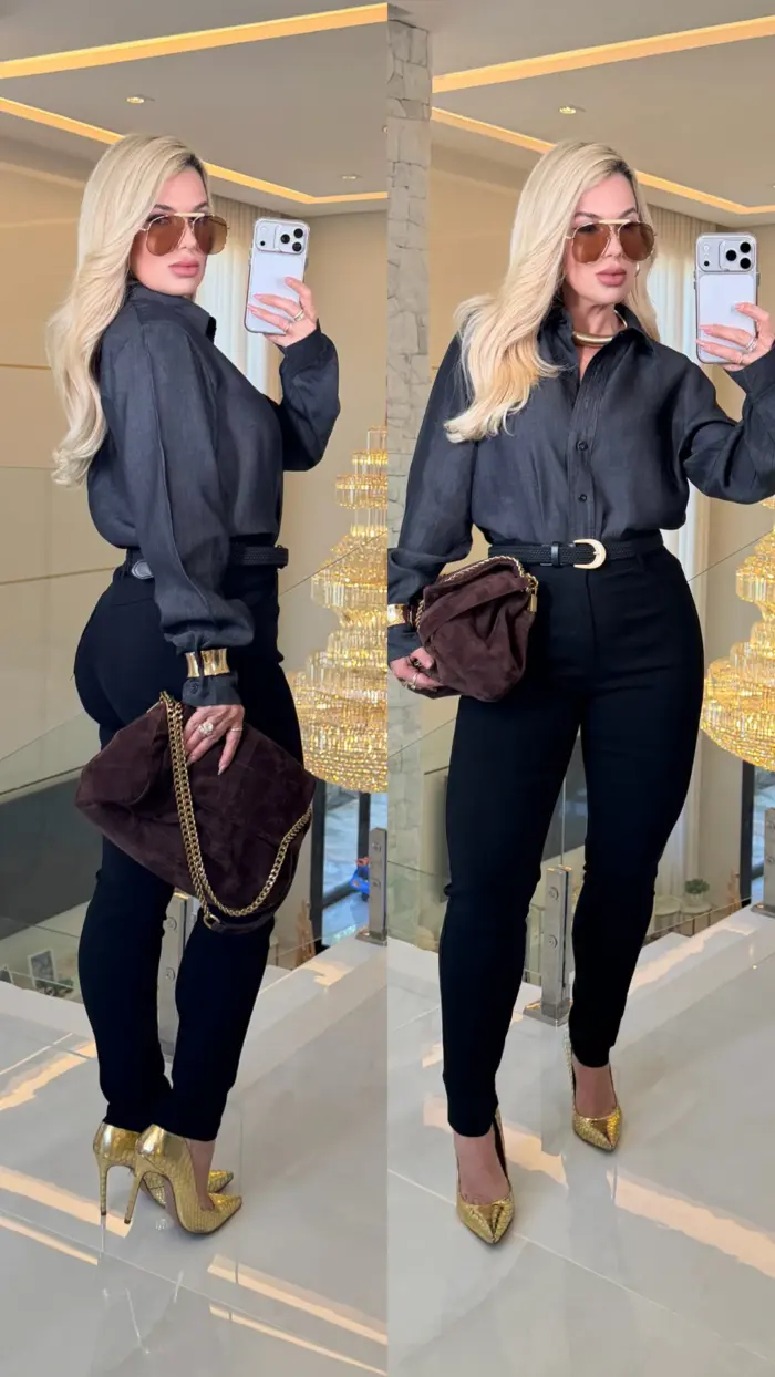 calça sarja c/ elastano e c/ cinto 2988 calça sarja c/ elastano e c/ cinto 2988