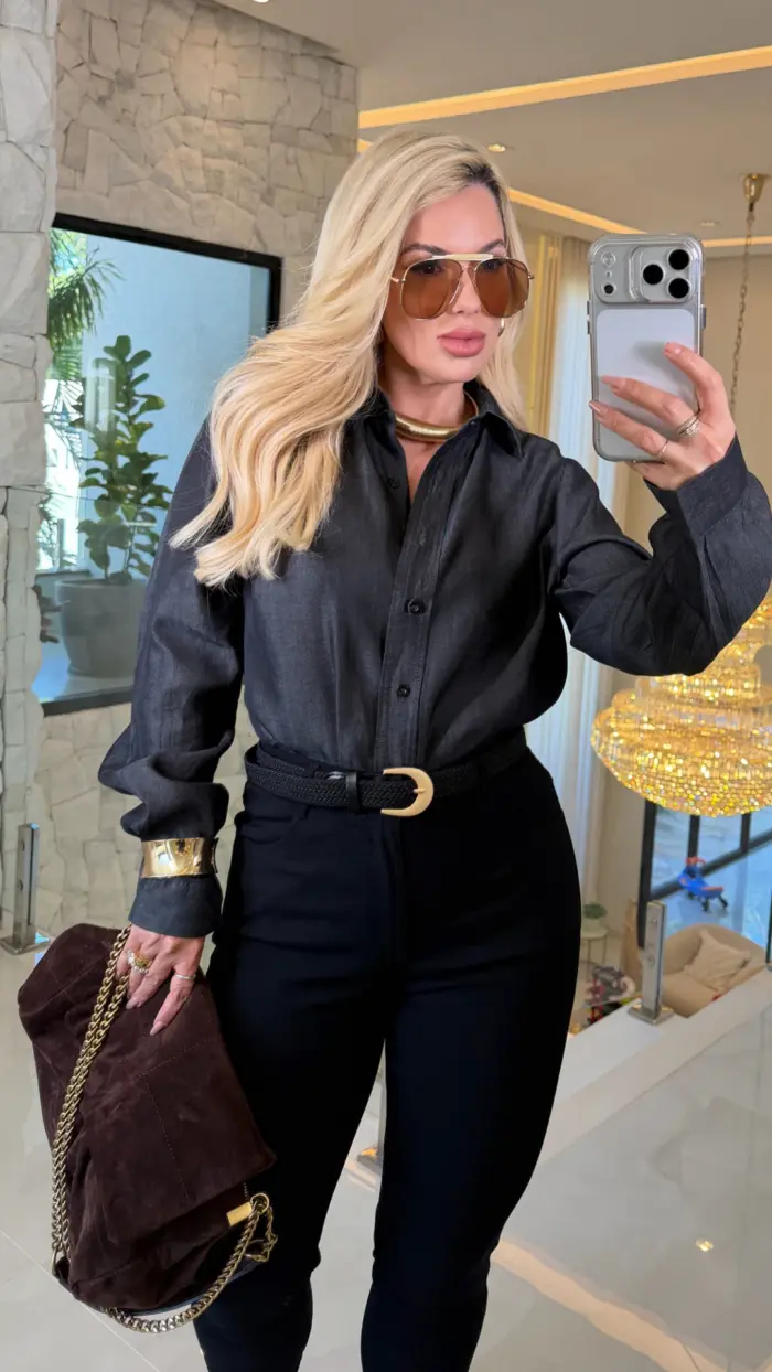 calça sarja c/ elastano e c/ cinto 2988 calça sarja c/ elastano e c/ cinto 2988