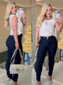 calça sarja c/ elastano e c/ cinto 2988