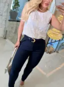 calça sarja c/ elastano e c/ cinto 2988