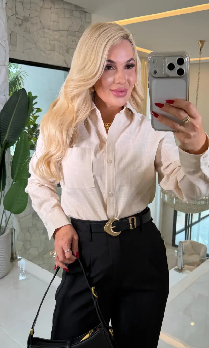 camisa linho c/ bolso odete 1356 camisa linho c/ bolso odete 1356