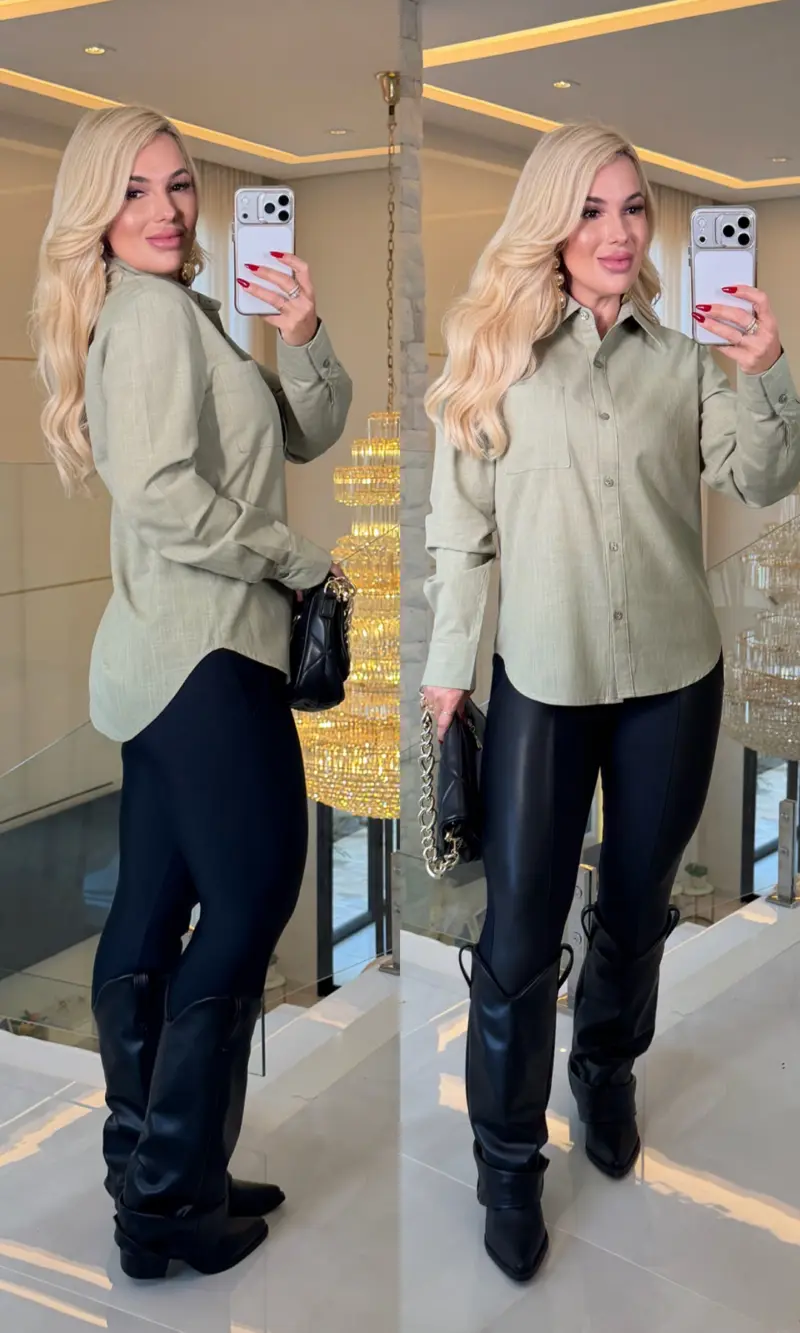 camisa linho c/ bolso odete 1356