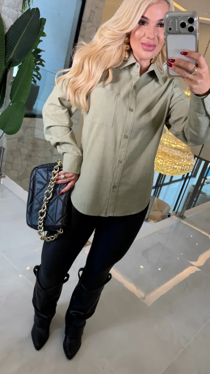 camisa linho c/ bolso odete 1356 camisa linho c/ bolso odete 1356