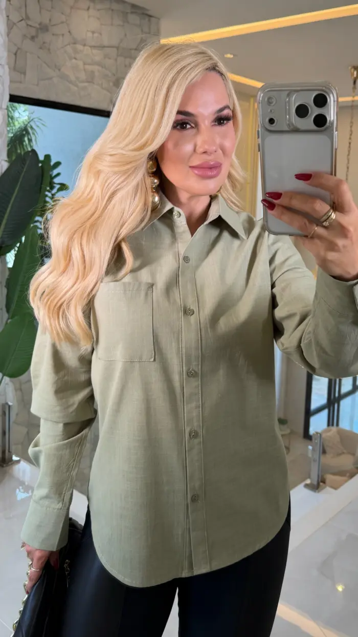 camisa linho c/ bolso odete 1356 camisa linho c/ bolso odete 1356