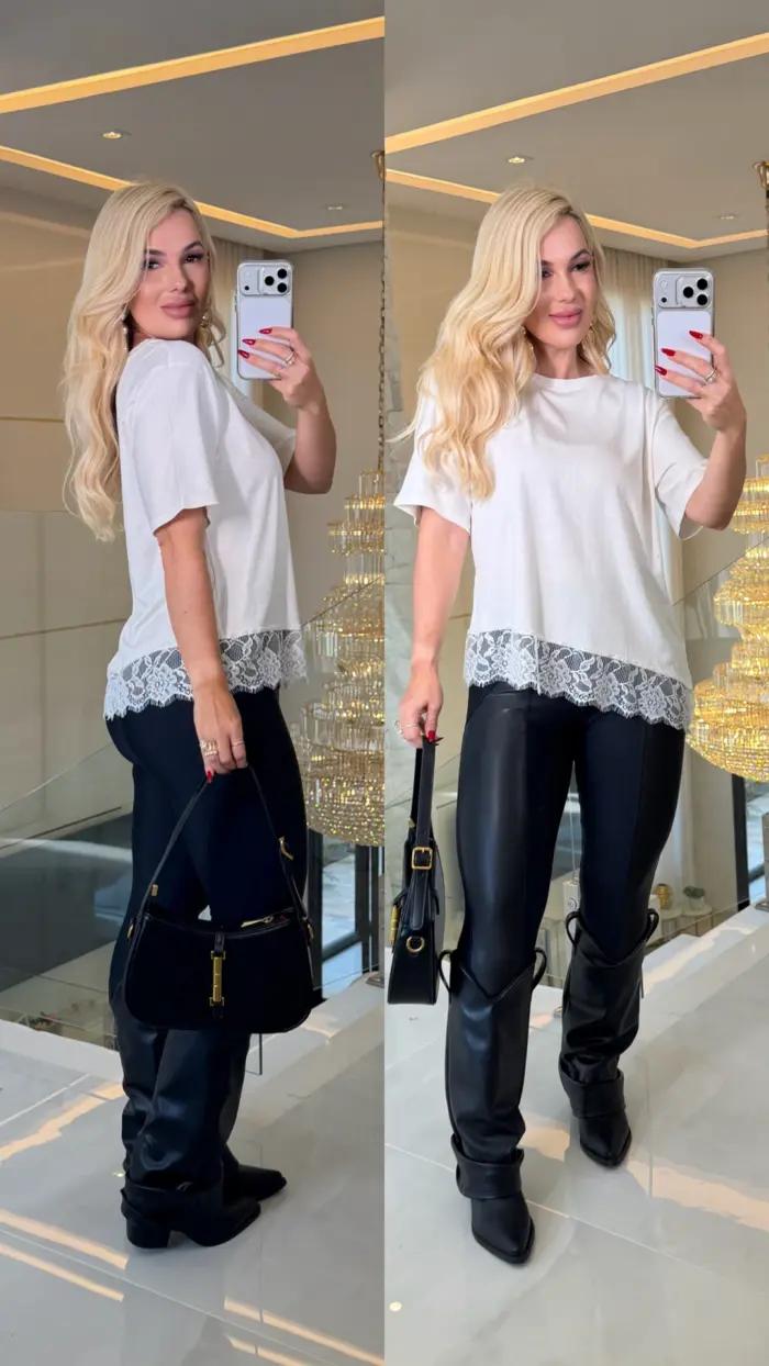 blusa malha c/ renda gaby 3664 blusa malha c/ renda gaby 3664