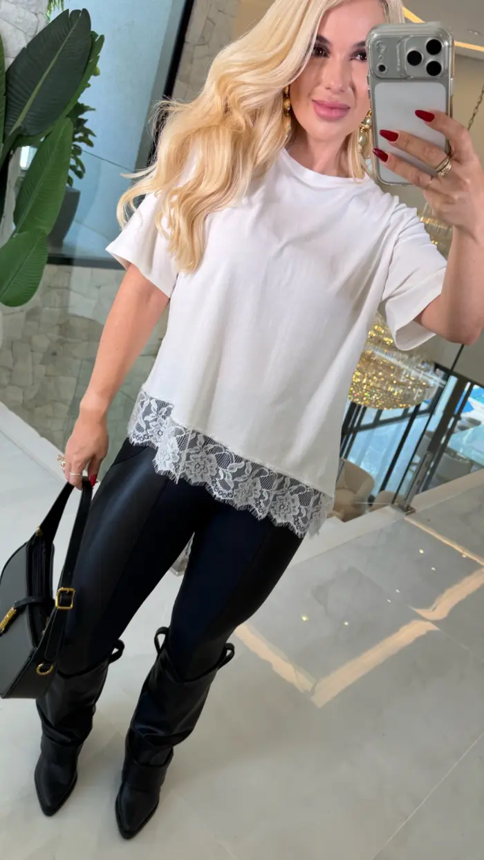 blusa malha c/ renda gaby 3664 blusa malha c/ renda gaby 3664