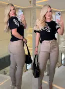 calça sarja c/ elastano e c/ cinto 2988