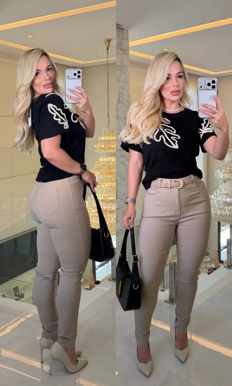 calça sarja c/ elastano e c/ cinto 2988