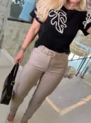 calça sarja c/ elastano e c/ cinto 2988