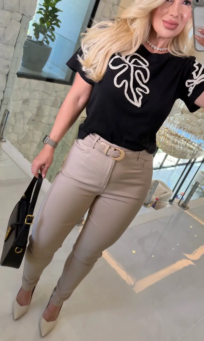 calça sarja c/ elastano e c/ cinto 2988