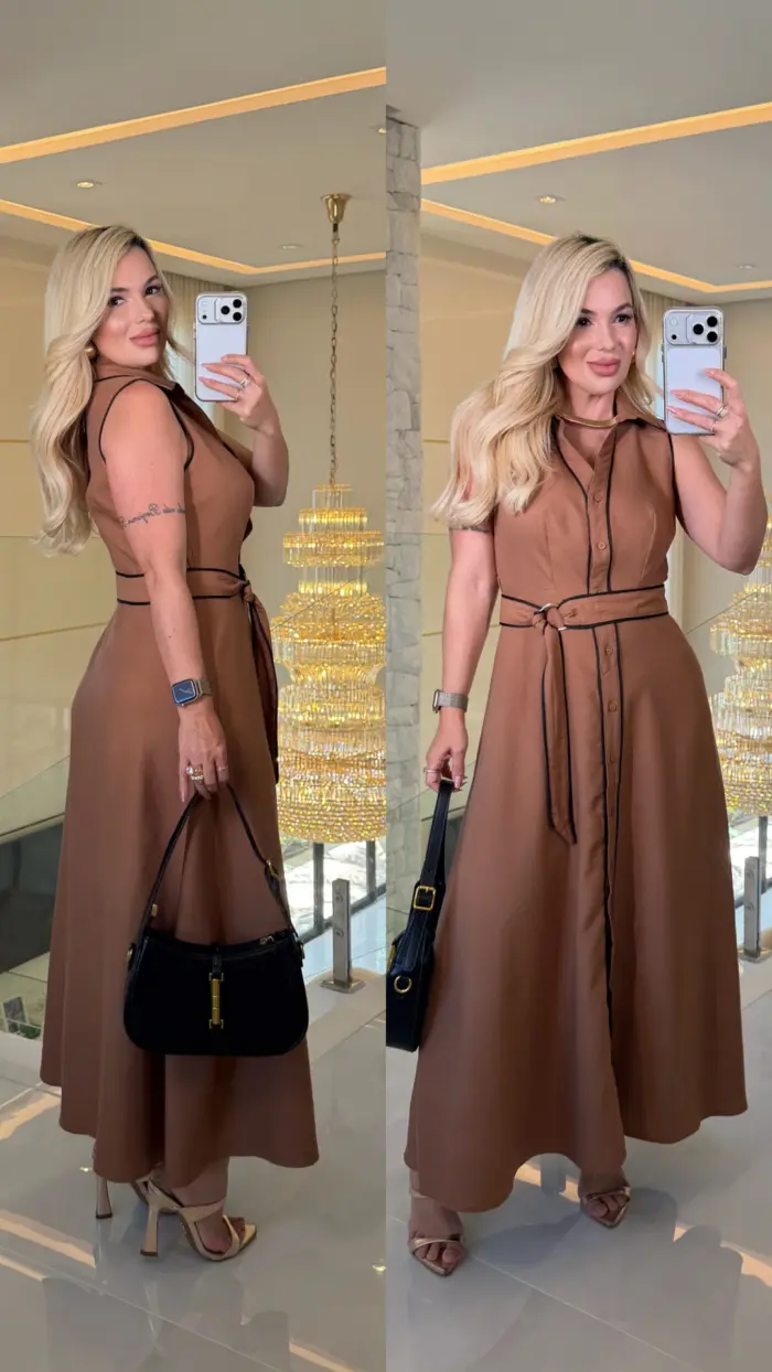 vestido sabrina gola c/ cinto 3618