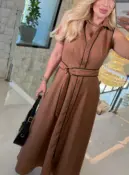 vestido sabrina gola c/ cinto 3618