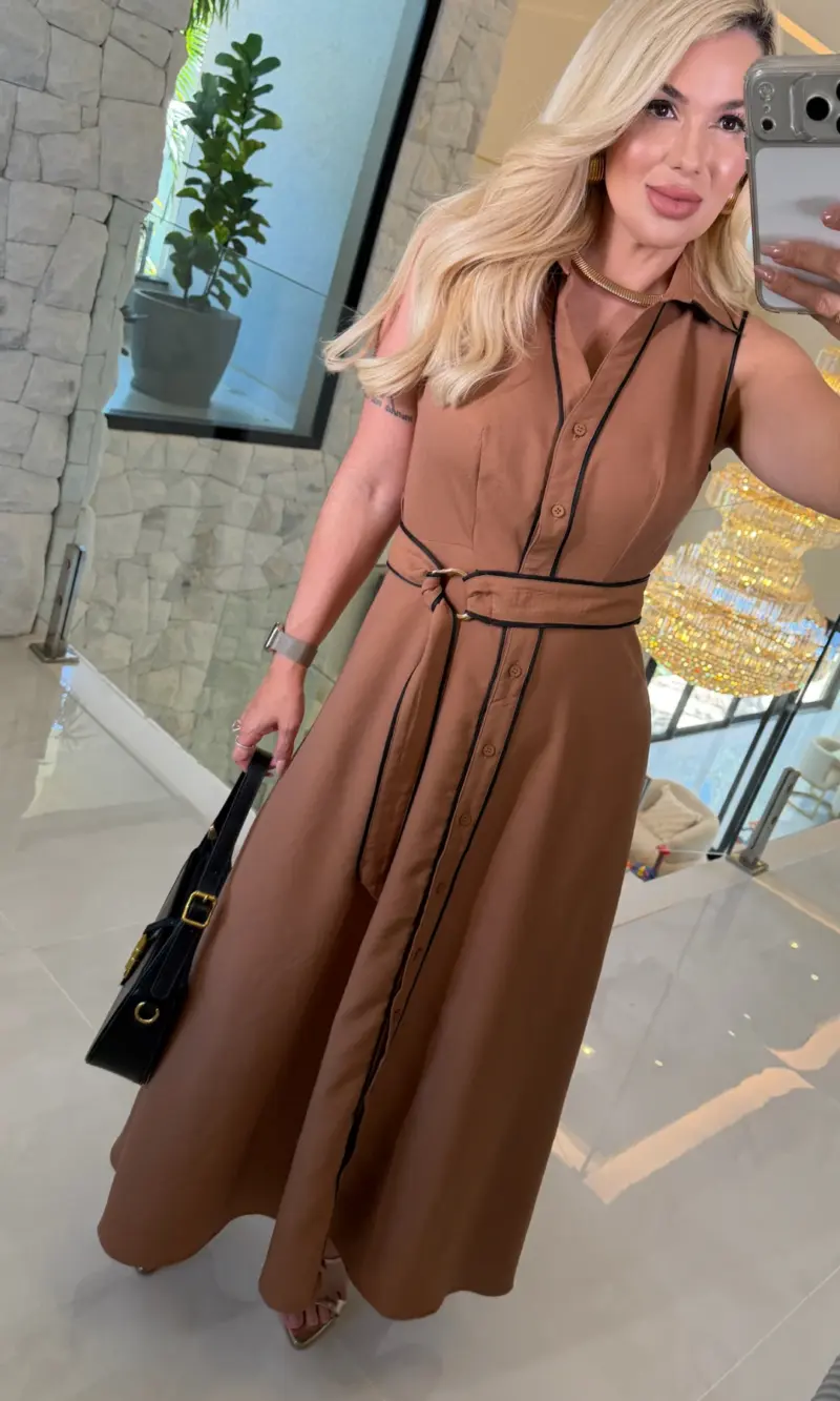 vestido sabrina gola c/ cinto 3618