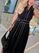 vestido sabrina gola c/ cinto 3618