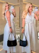 vestido sabrina gola c/ cinto 3618