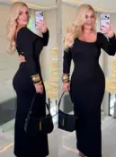 vestido manga longa c/ bojo costa aberto daniela 3684