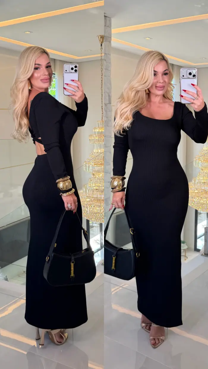 vestido manga longa c/ bojo costa aberto daniela 3684 vestido manga longa c/ bojo costa aberto daniela 3684